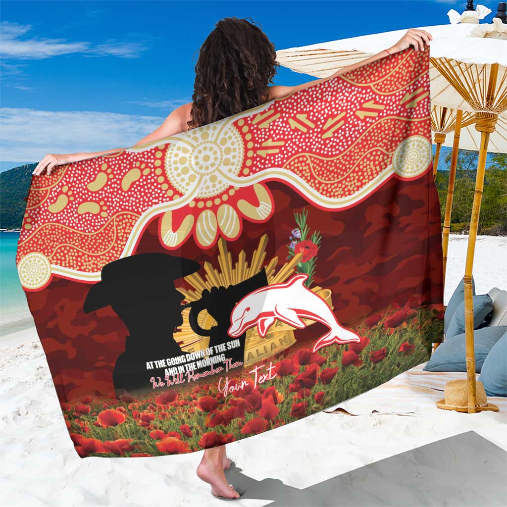 Personalised Dolphins Rugby ANZAC Day Sarong Last Post Poppy We Will Remember Them