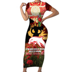 Personalised Dolphins Rugby ANZAC Day Short Sleeve Bodycon Dress Last Post Poppy We Will Remember Them