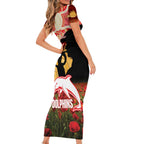 Personalised Dolphins Rugby ANZAC Day Short Sleeve Bodycon Dress Last Post Poppy We Will Remember Them