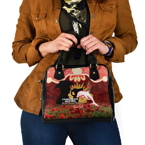 Personalised Dolphins Rugby ANZAC Day Shoulder Handbag Last Post Poppy We Will Remember Them