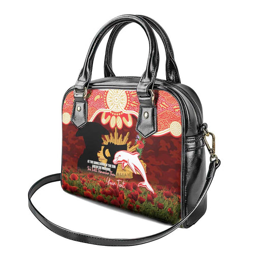 Personalised Dolphins Rugby ANZAC Day Shoulder Handbag Last Post Poppy We Will Remember Them