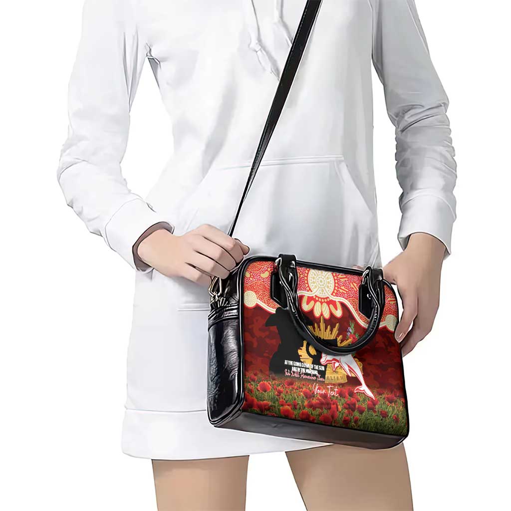 Personalised Dolphins Rugby ANZAC Day Shoulder Handbag Last Post Poppy We Will Remember Them