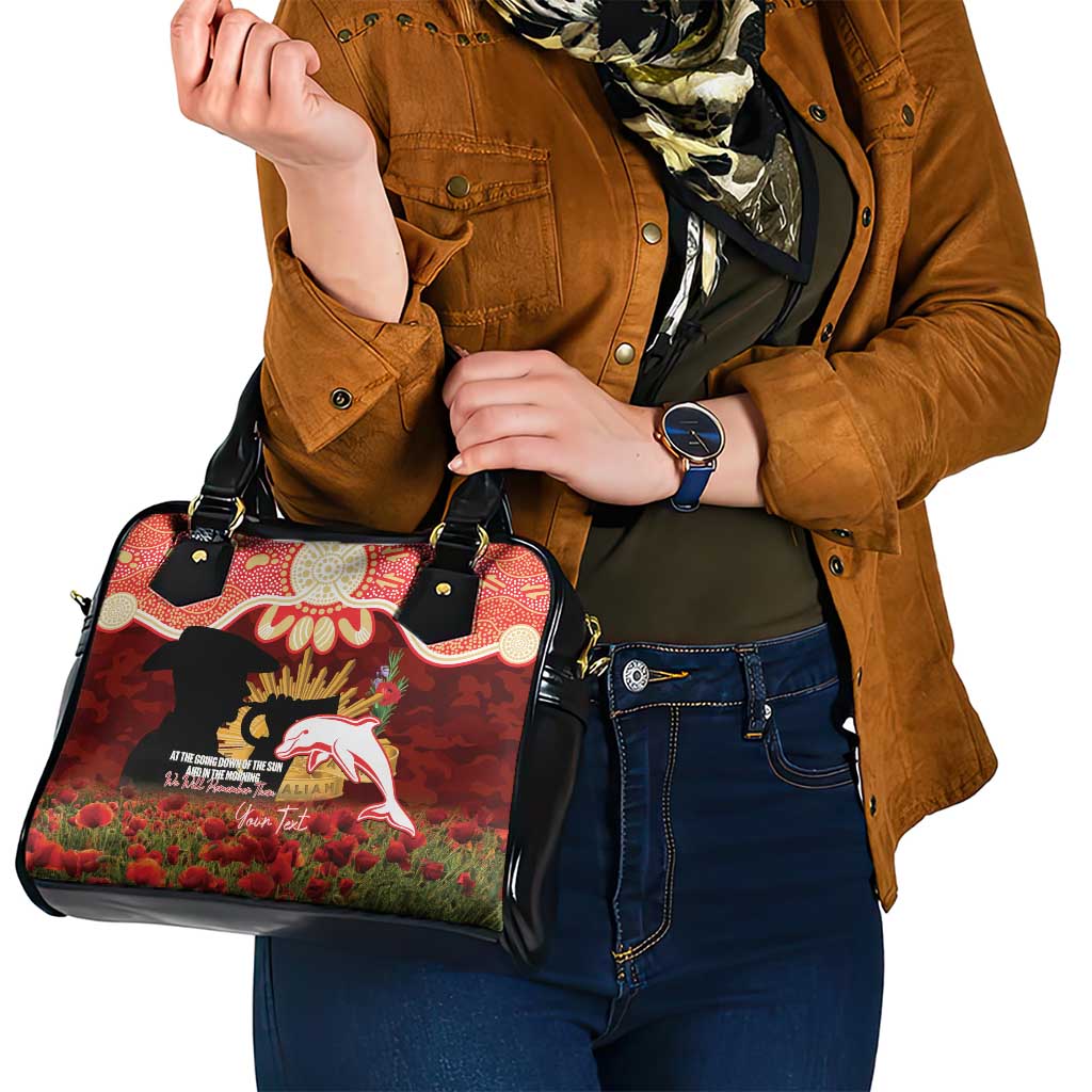 Personalised Dolphins Rugby ANZAC Day Shoulder Handbag Last Post Poppy We Will Remember Them