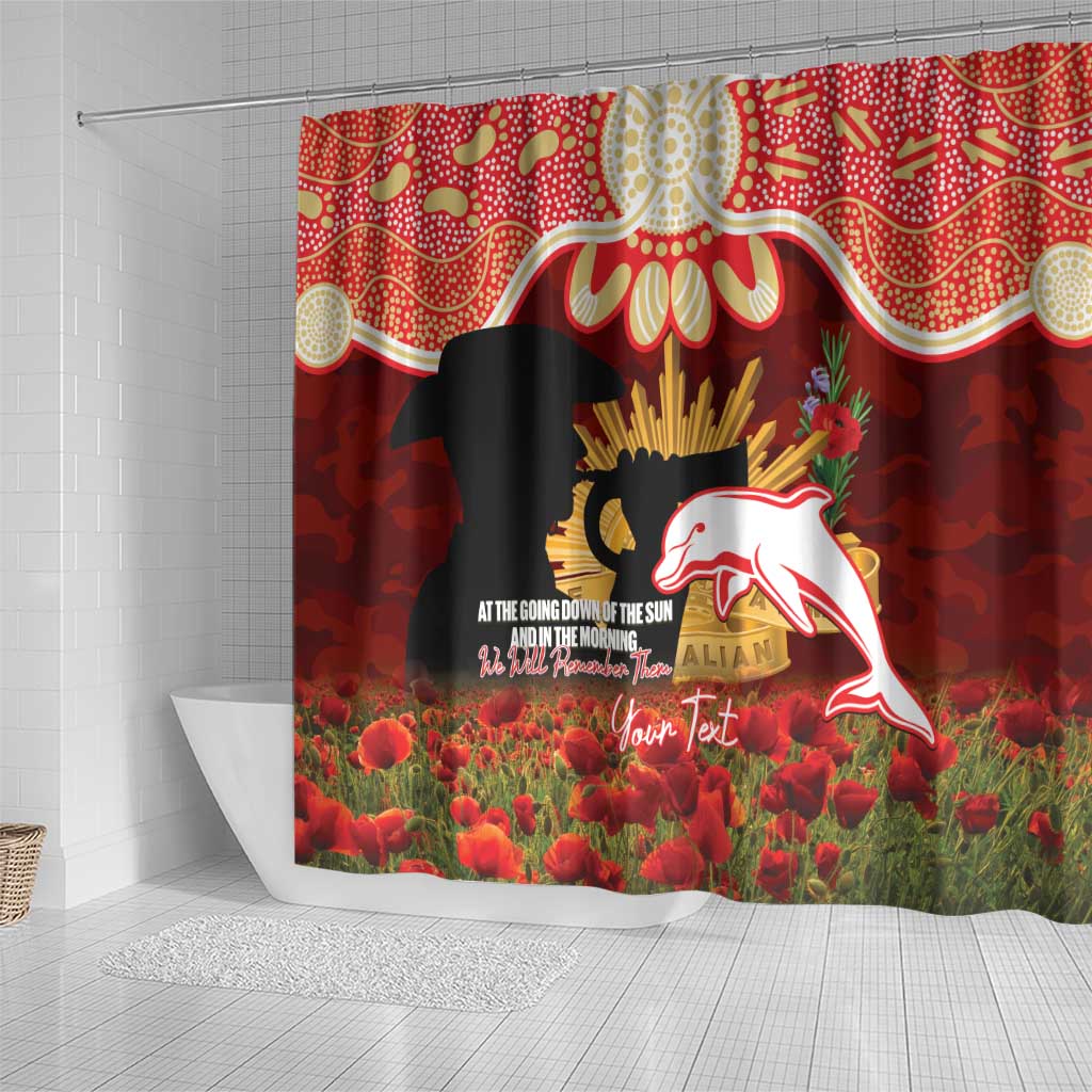 Personalised Dolphins Rugby ANZAC Day Shower Curtain Last Post Poppy We Will Remember Them