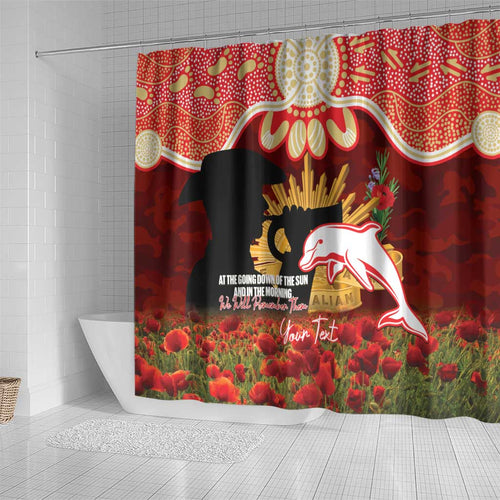 Personalised Dolphins Rugby ANZAC Day Shower Curtain Last Post Poppy We Will Remember Them