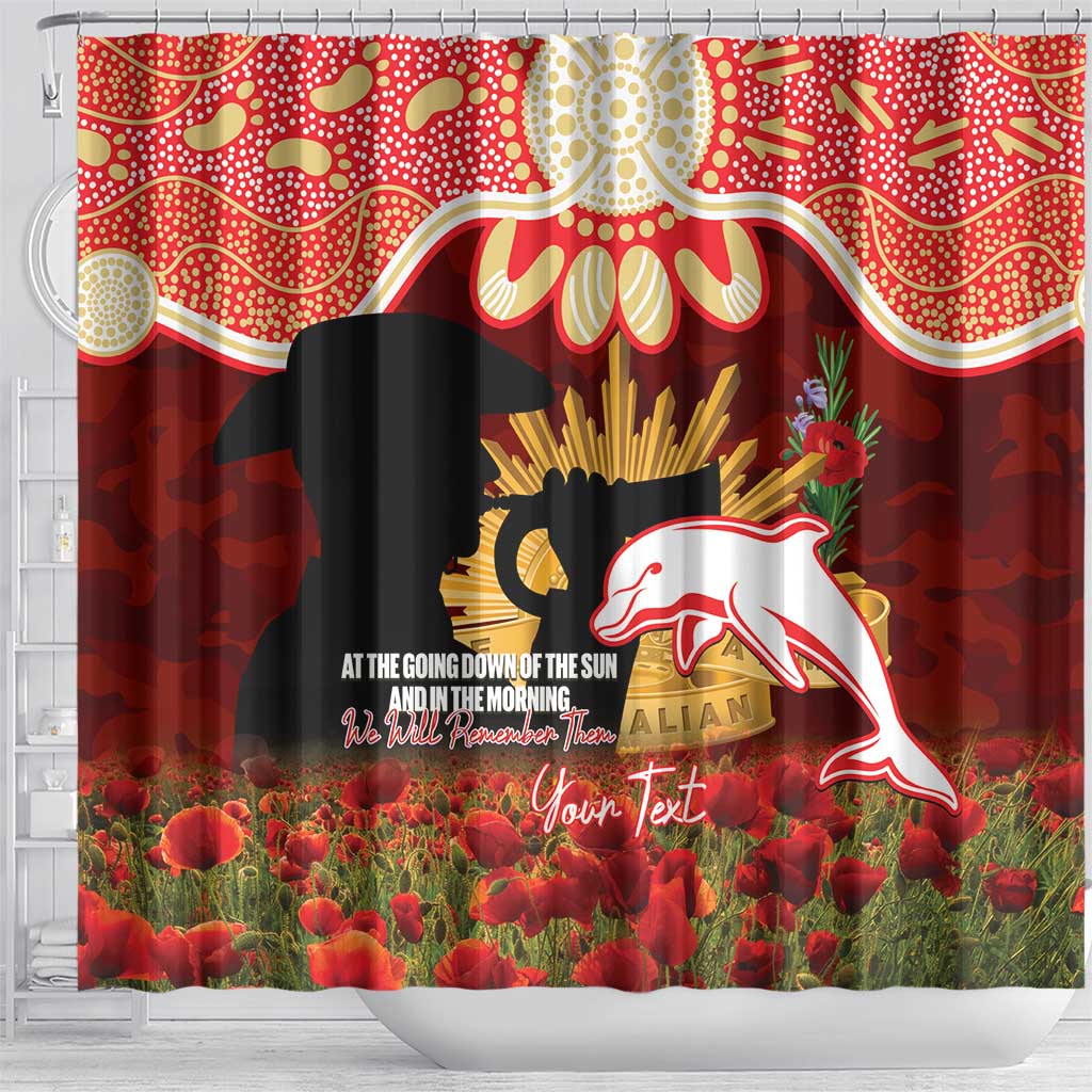 Personalised Dolphins Rugby ANZAC Day Shower Curtain Last Post Poppy We Will Remember Them