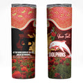 Personalised Dolphins Rugby ANZAC Day Skinny Tumbler Last Post Poppy We Will Remember Them