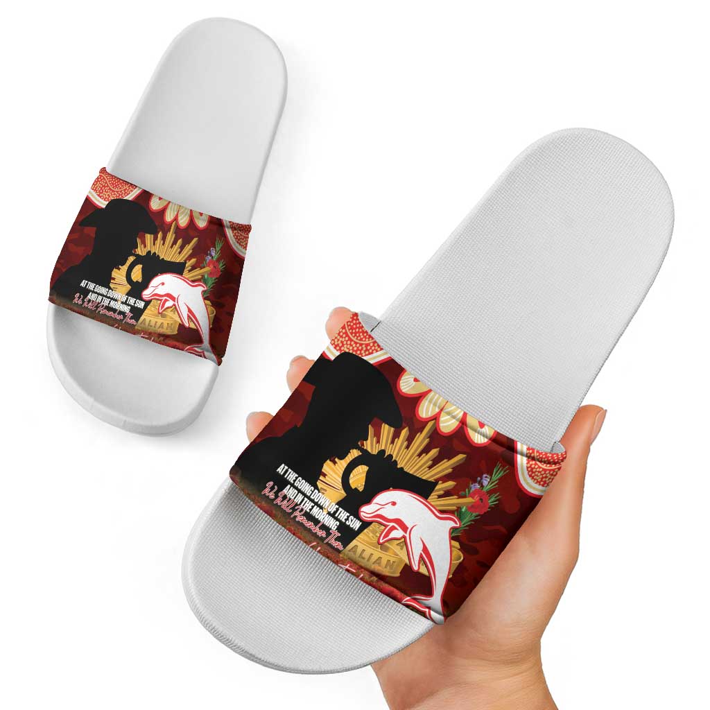 Personalised Dolphins Rugby ANZAC Day Slide Sandals Last Post Poppy We Will Remember Them
