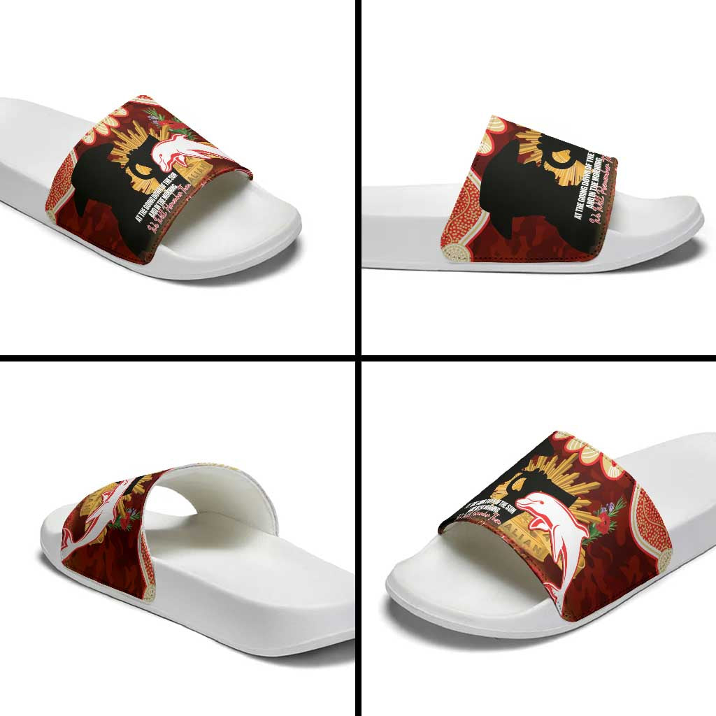 Personalised Dolphins Rugby ANZAC Day Slide Sandals Last Post Poppy We Will Remember Them