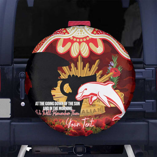 Personalised Dolphins Rugby ANZAC Day Spare Tire Cover Last Post Poppy We Will Remember Them