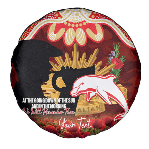 Personalised Dolphins Rugby ANZAC Day Spare Tire Cover Last Post Poppy We Will Remember Them
