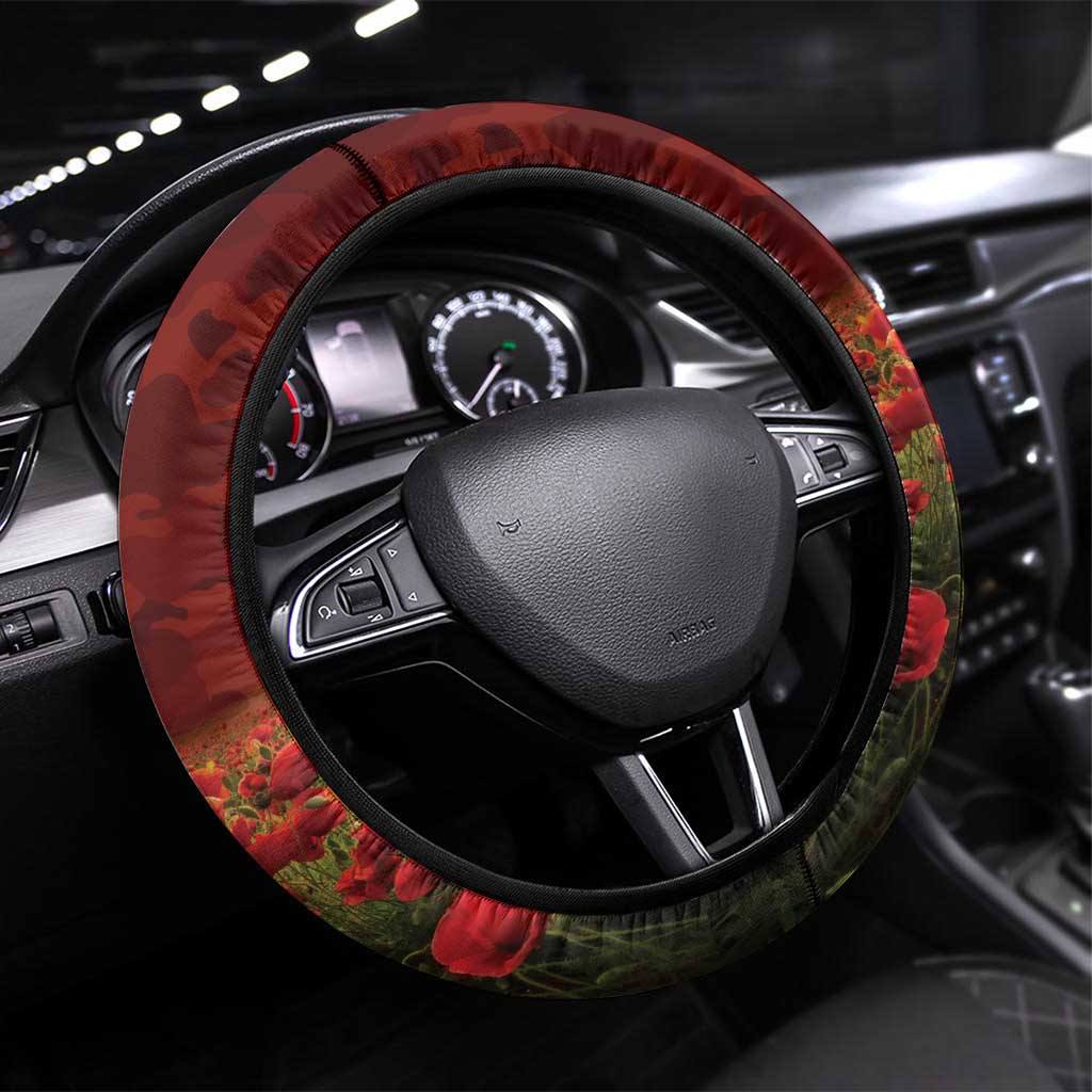 Dolphins Rugby ANZAC Day Steering Wheel Cover Last Post Poppy We Will Remember Them