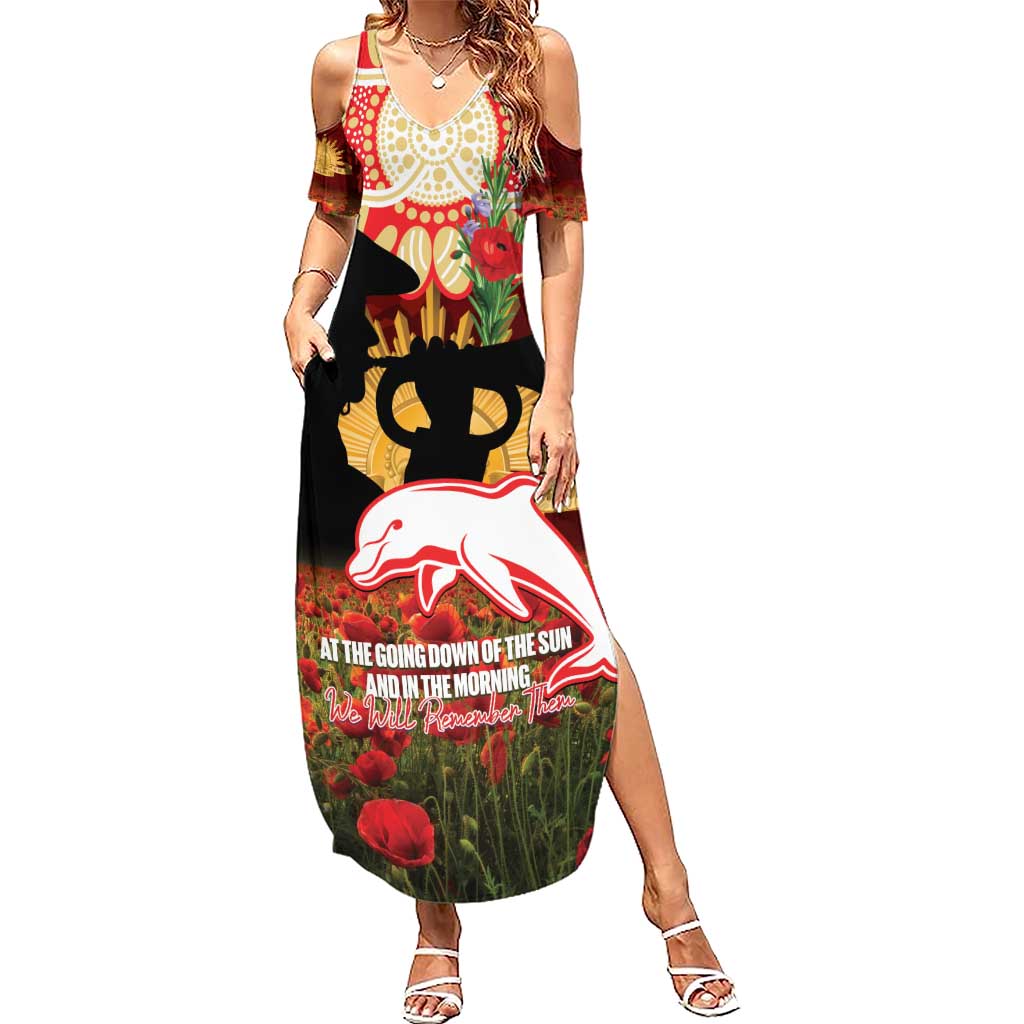 Personalised Dolphins Rugby ANZAC Day Summer Maxi Dress Last Post Poppy We Will Remember Them