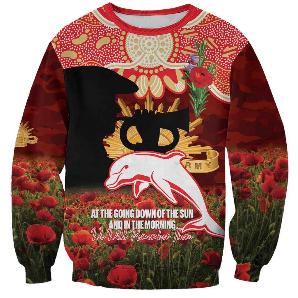 Personalised Dolphins Rugby ANZAC Day Sweatshirt Last Post Poppy We Will Remember Them