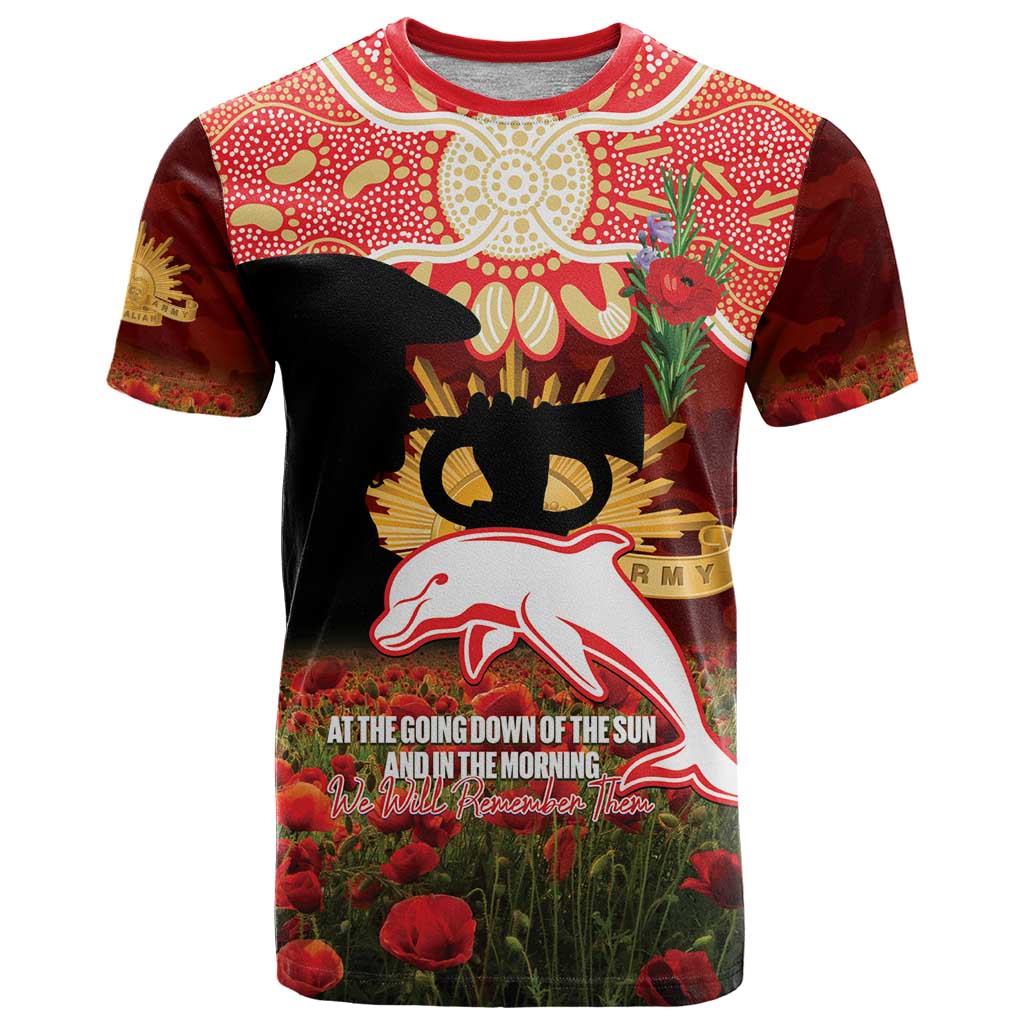 Personalised Dolphins Rugby ANZAC Day T Shirt Last Post Poppy We Will Remember Them