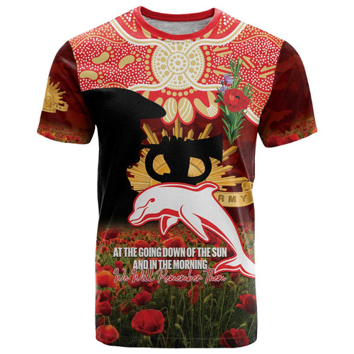 Personalised Dolphins Rugby ANZAC Day T Shirt Last Post Poppy We Will Remember Them