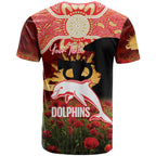 Personalised Dolphins Rugby ANZAC Day T Shirt Last Post Poppy We Will Remember Them