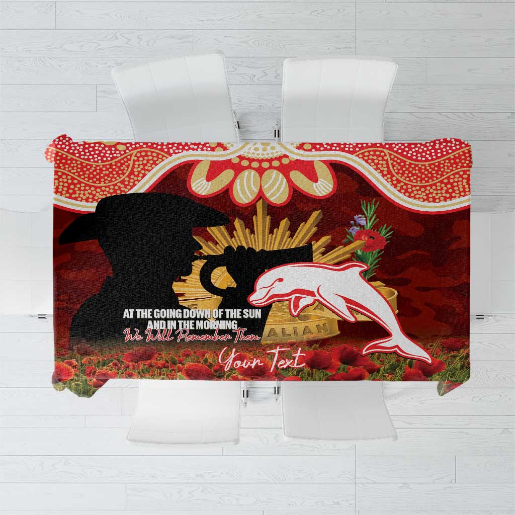 Personalised Dolphins Rugby ANZAC Day Tablecloth Last Post Poppy We Will Remember Them