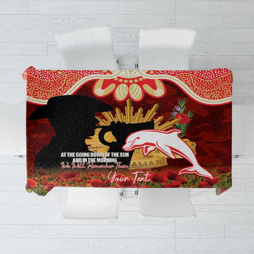 Personalised Dolphins Rugby ANZAC Day Tablecloth Last Post Poppy We Will Remember Them