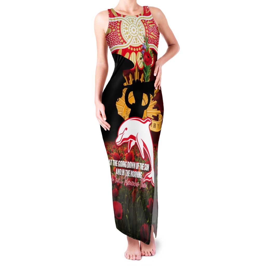 Personalised Dolphins Rugby ANZAC Day Tank Maxi Dress Last Post Poppy We Will Remember Them