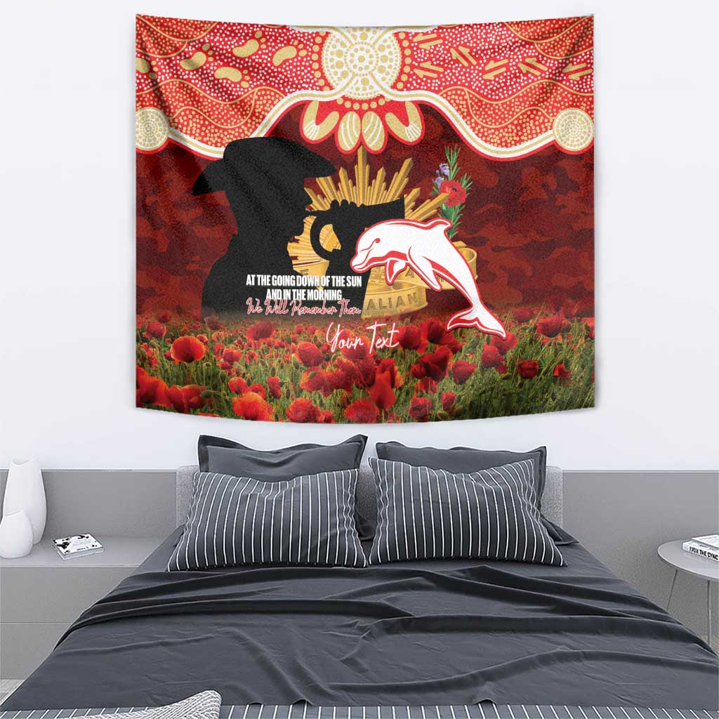 Personalised Dolphins Rugby ANZAC Day Tapestry Last Post Poppy We Will Remember Them