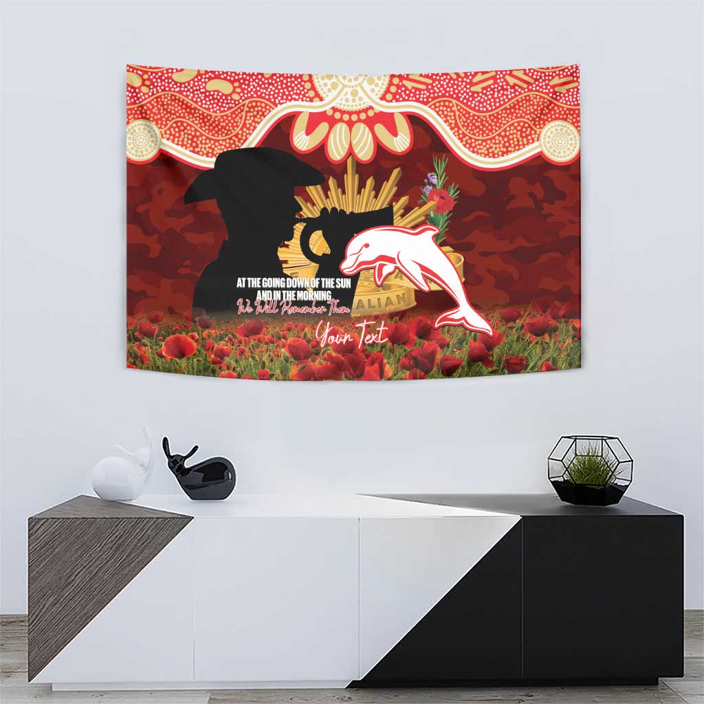 Personalised Dolphins Rugby ANZAC Day Tapestry Last Post Poppy We Will Remember Them