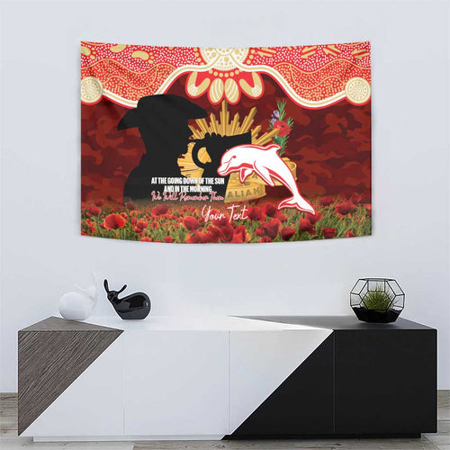 Personalised Dolphins Rugby ANZAC Day Tapestry Last Post Poppy We Will Remember Them