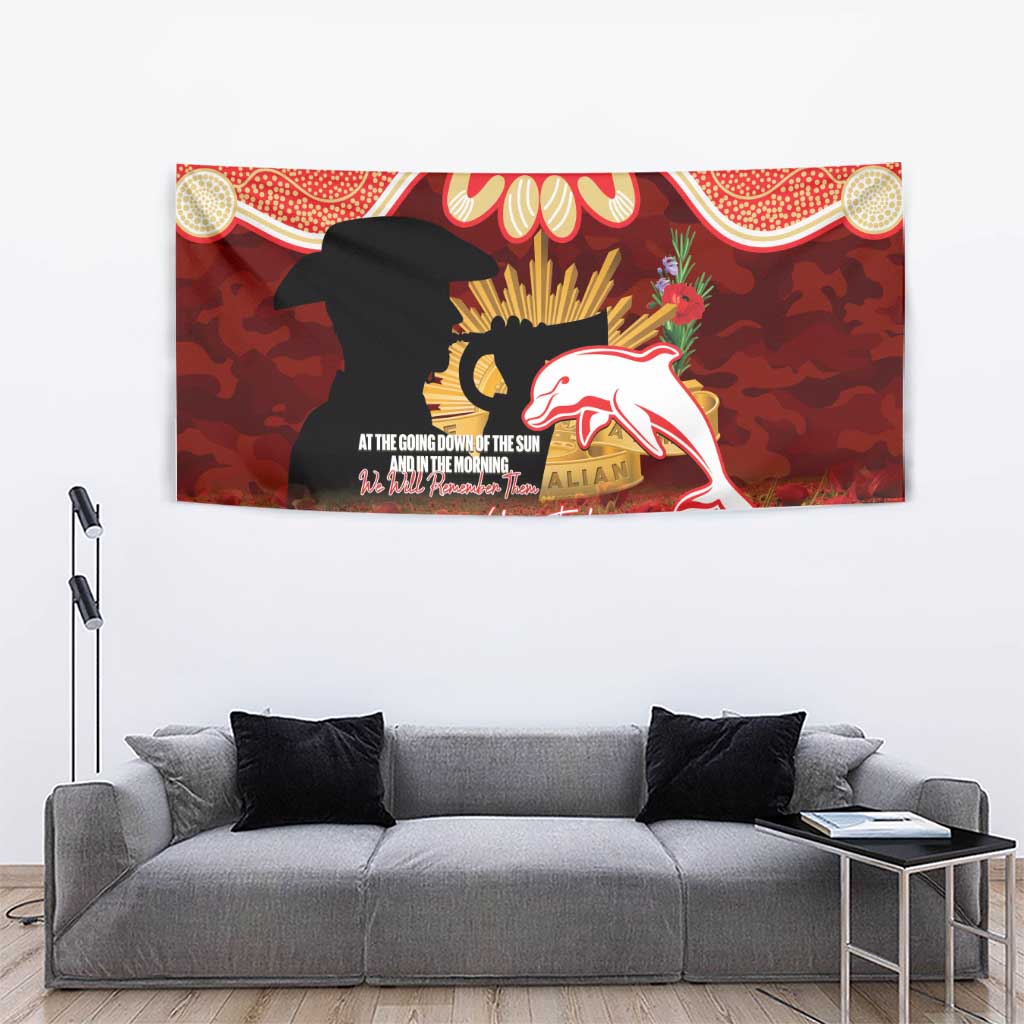 Personalised Dolphins Rugby ANZAC Day Tapestry Last Post Poppy We Will Remember Them