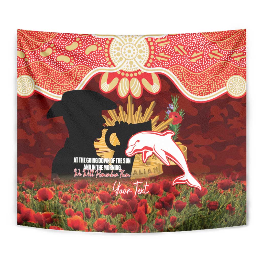 Personalised Dolphins Rugby ANZAC Day Tapestry Last Post Poppy We Will Remember Them