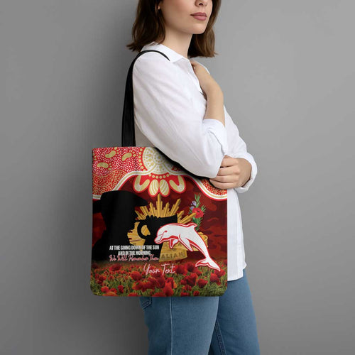 Personalised Dolphins Rugby ANZAC Day Tote Bag Last Post Poppy We Will Remember Them