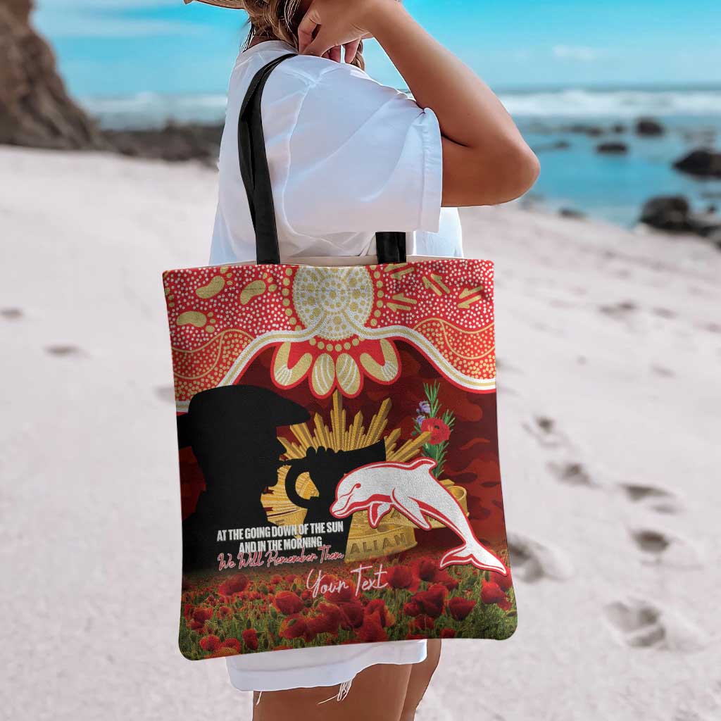 Personalised Dolphins Rugby ANZAC Day Tote Bag Last Post Poppy We Will Remember Them
