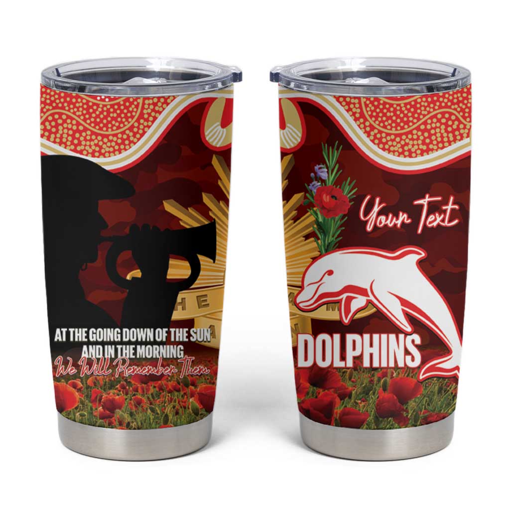 Personalised Dolphins Rugby ANZAC Day Tumbler Cup Last Post Poppy We Will Remember Them