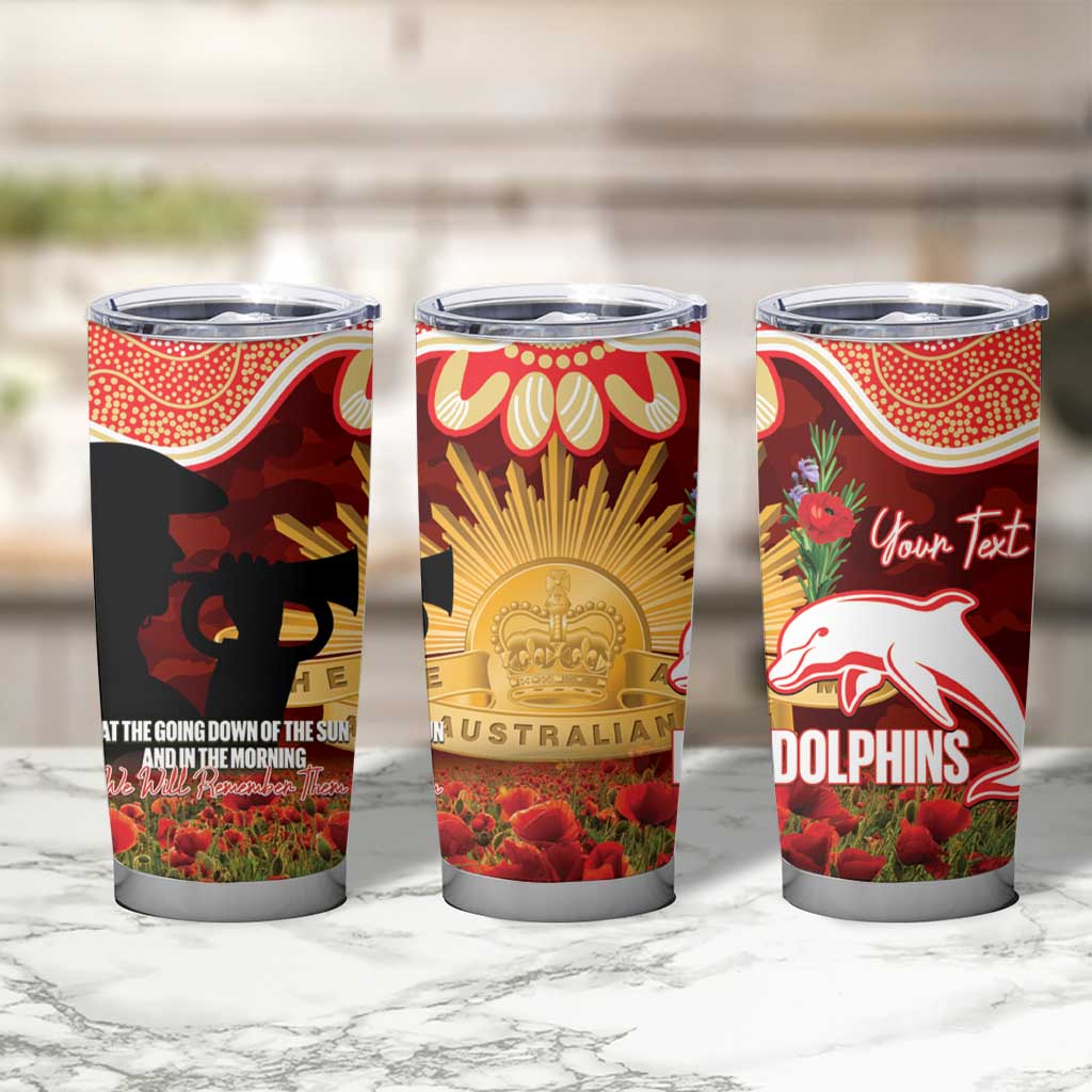 Personalised Dolphins Rugby ANZAC Day Tumbler Cup Last Post Poppy We Will Remember Them