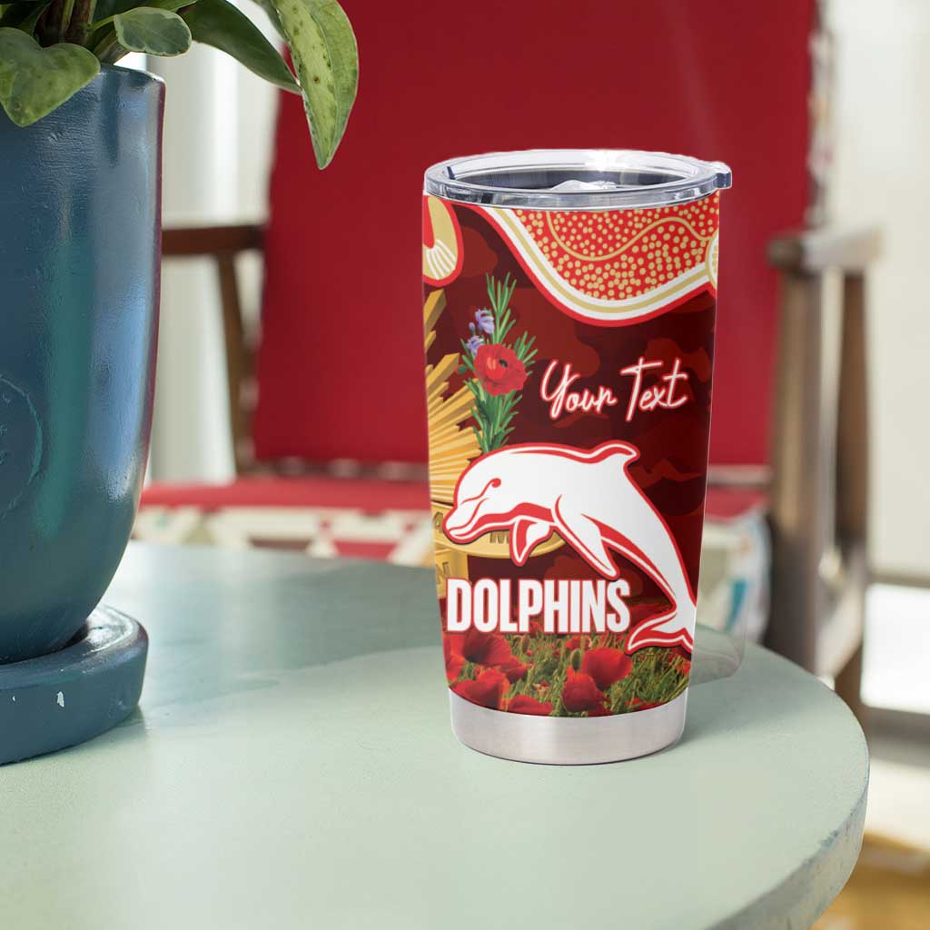 Personalised Dolphins Rugby ANZAC Day Tumbler Cup Last Post Poppy We Will Remember Them