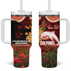 Personalised Dolphins Rugby ANZAC Day Tumbler With Handle Last Post Poppy We Will Remember Them