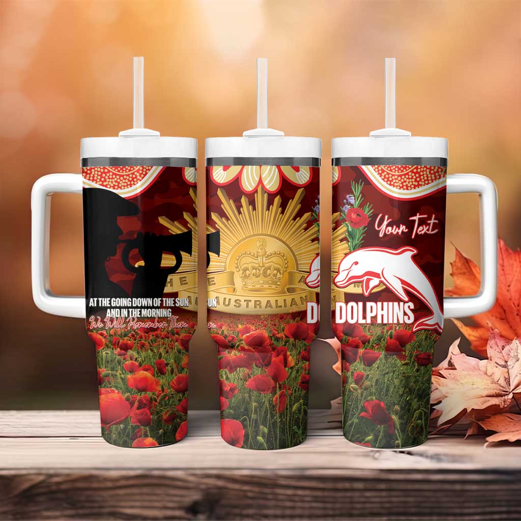 Personalised Dolphins Rugby ANZAC Day Tumbler With Handle Last Post Poppy We Will Remember Them