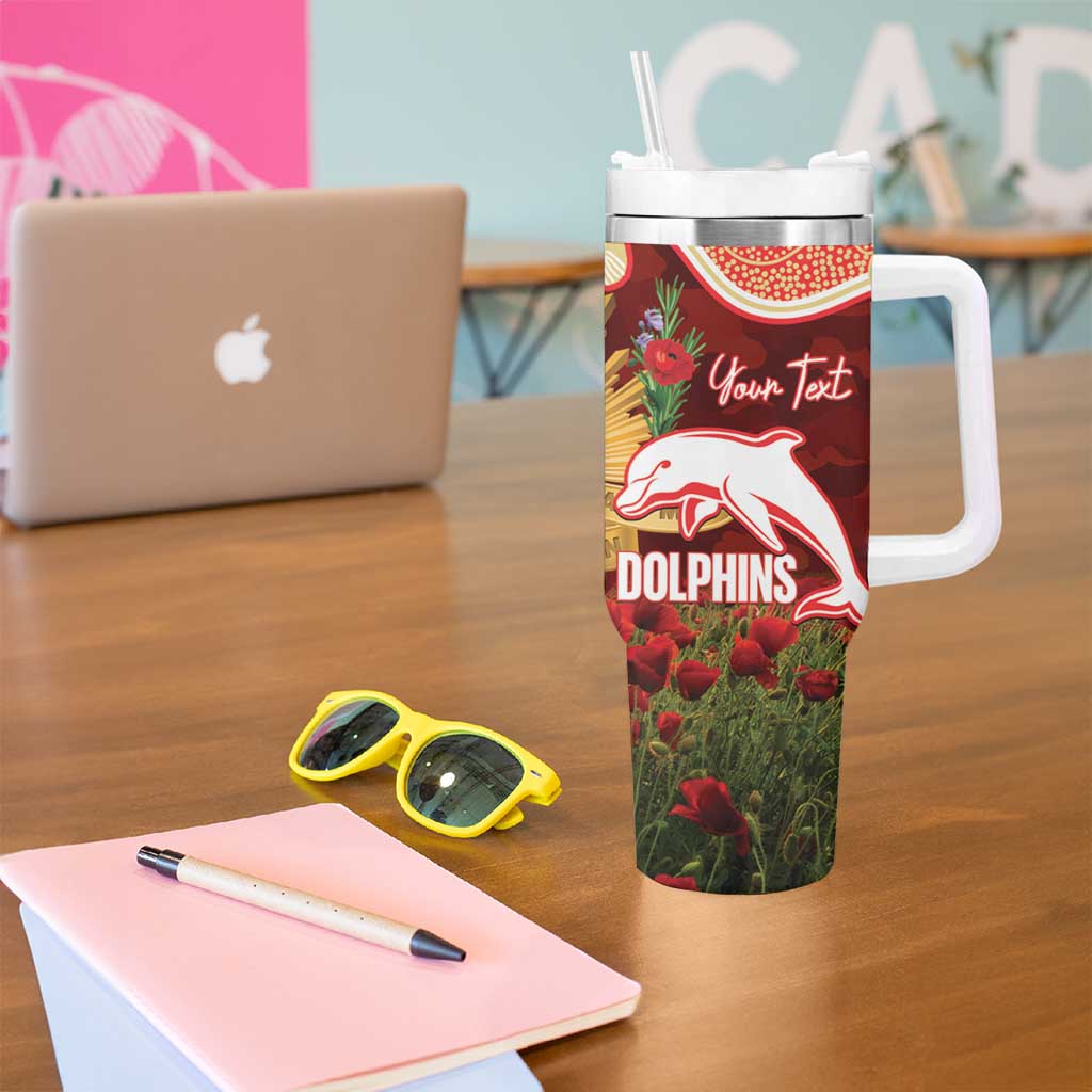 Personalised Dolphins Rugby ANZAC Day Tumbler With Handle Last Post Poppy We Will Remember Them
