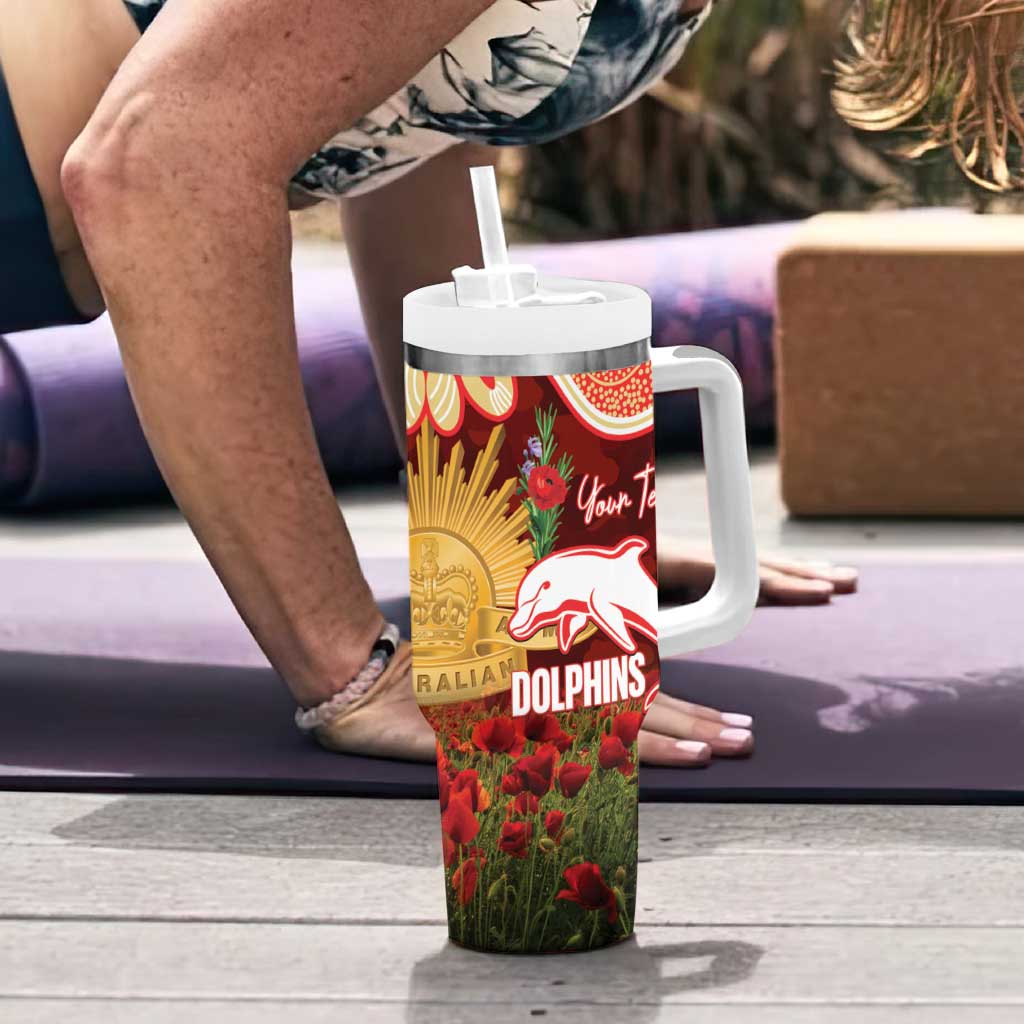 Personalised Dolphins Rugby ANZAC Day Tumbler With Handle Last Post Poppy We Will Remember Them