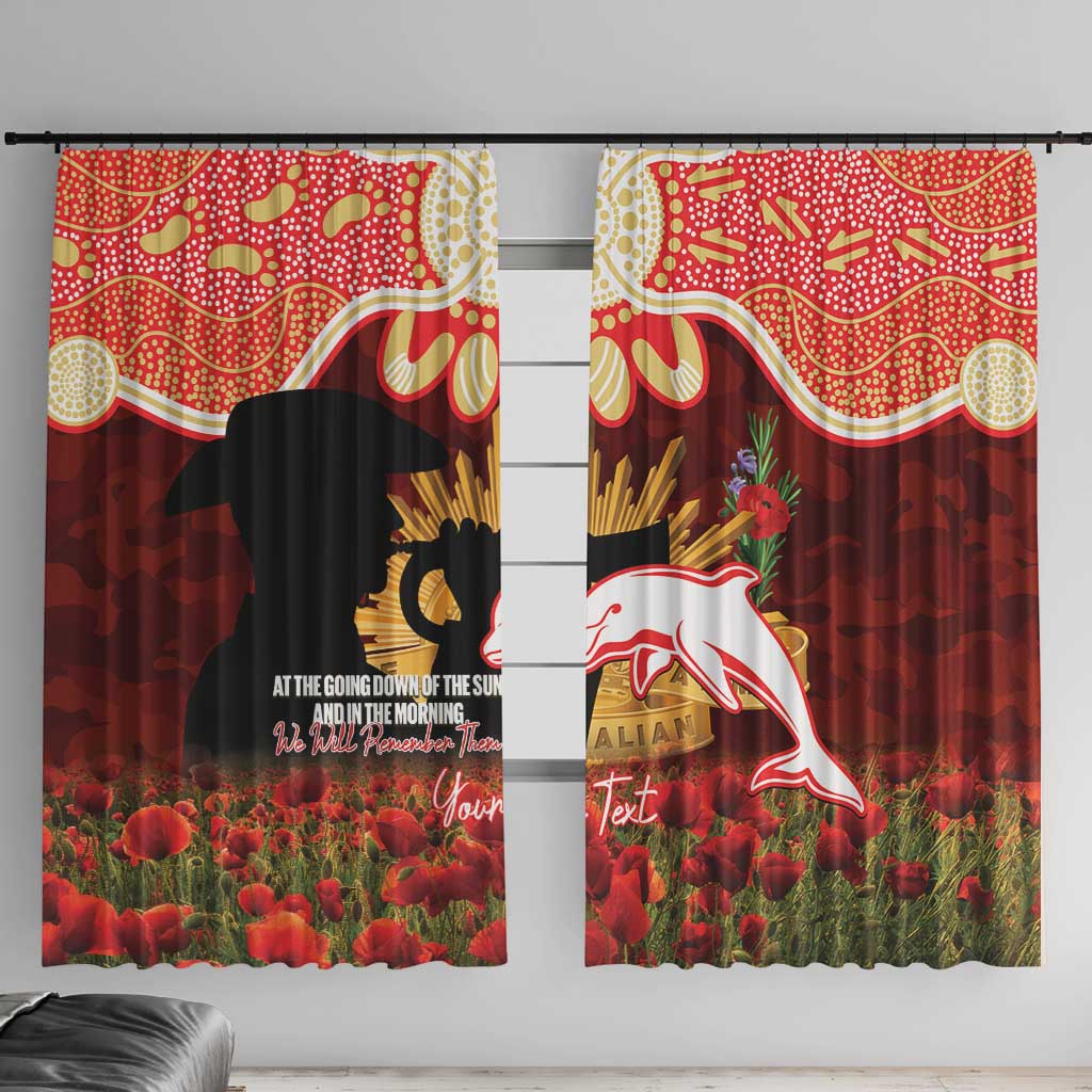 Personalised Dolphins Rugby ANZAC Day Window Curtain Last Post Poppy We Will Remember Them