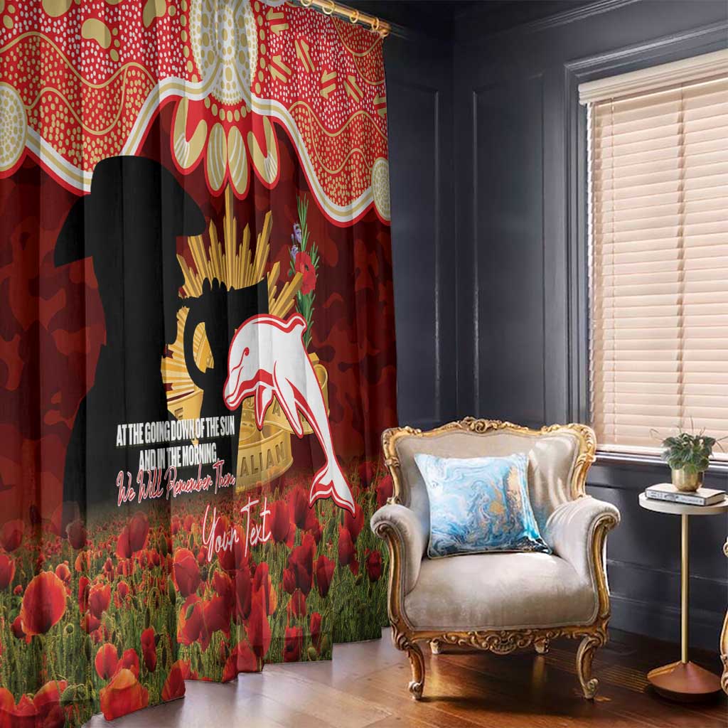 Personalised Dolphins Rugby ANZAC Day Window Curtain Last Post Poppy We Will Remember Them
