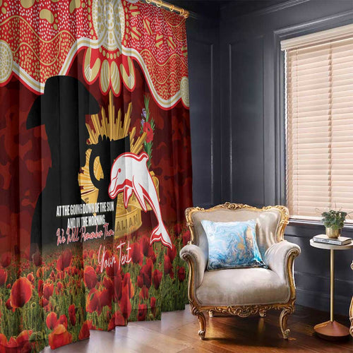 Personalised Dolphins Rugby ANZAC Day Window Curtain Last Post Poppy We Will Remember Them
