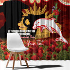 Personalised Dolphins Rugby ANZAC Day Window Curtain Last Post Poppy We Will Remember Them