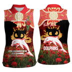 Personalised Dolphins Rugby ANZAC Day Women Sleeveless Polo Shirt Last Post Poppy We Will Remember Them
