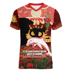 Personalised Dolphins Rugby ANZAC Day Women V-Neck T-Shirt Last Post Poppy We Will Remember Them