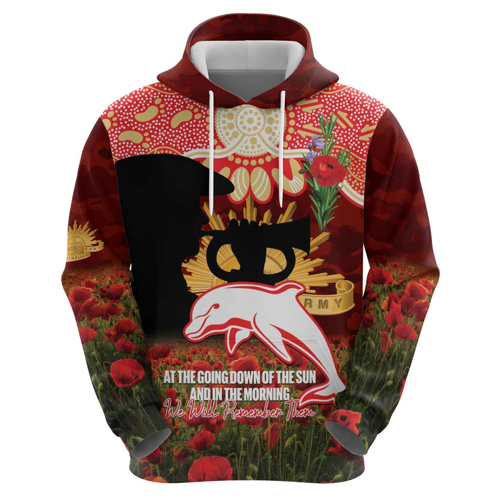 Personalised Dolphins Rugby ANZAC Day Zip Hoodie Last Post Poppy We Will Remember Them