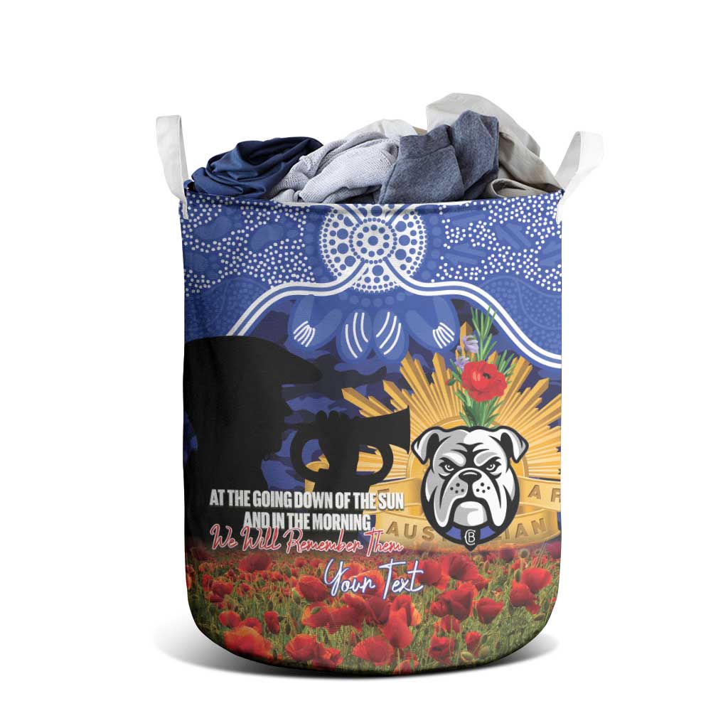 Personalised Bulldogs Rugby ANZAC Day Laundry Basket Last Post Poppy We Will Remember Them