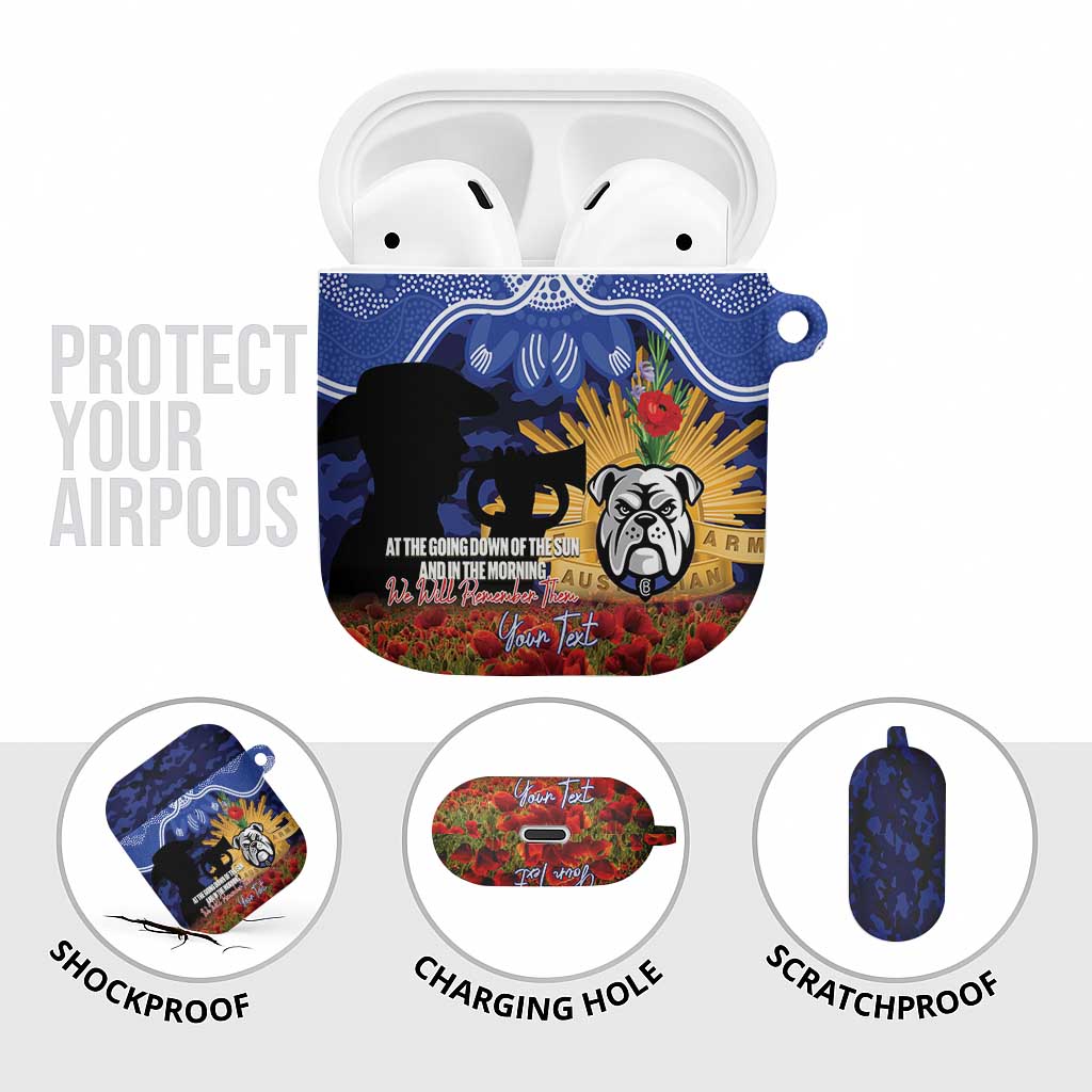 Personalised Bulldogs Rugby ANZAC Day AirPods Case Last Post Poppy We Will Remember Them