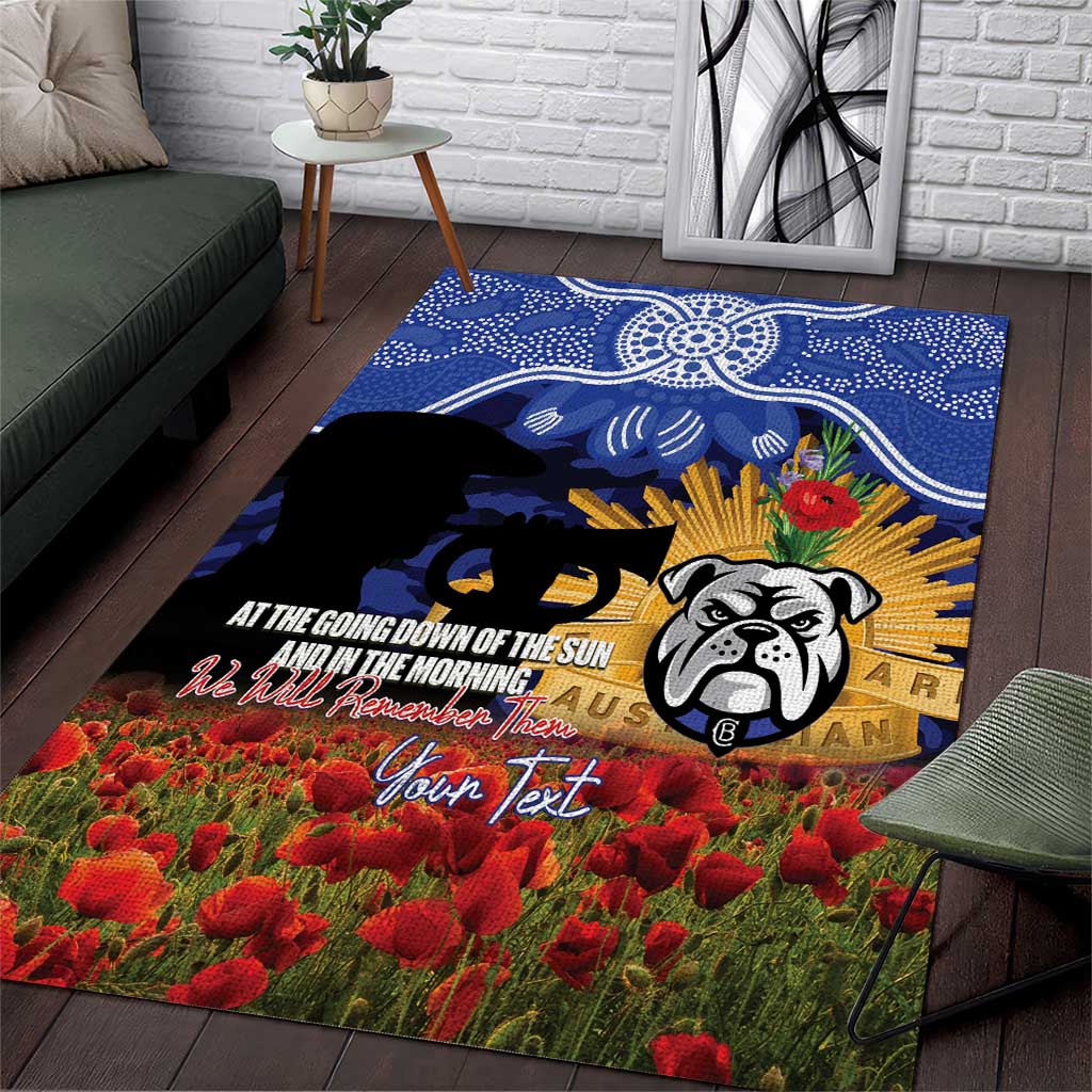 Personalised Bulldogs Rugby ANZAC Day Area Rug Last Post Poppy We Will Remember Them