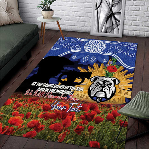 Personalised Bulldogs Rugby ANZAC Day Area Rug Last Post Poppy We Will Remember Them