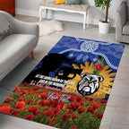 Personalised Bulldogs Rugby ANZAC Day Area Rug Last Post Poppy We Will Remember Them